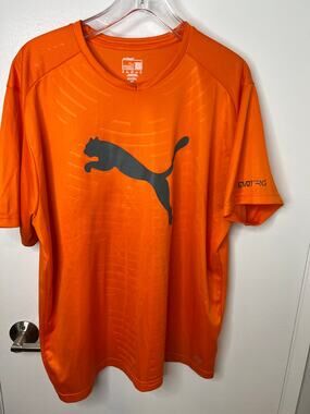 Puma EVO TRG Men's Dry Cell Vented Short Sleeve Logo T-Shirt Orange ~ Size XXL
